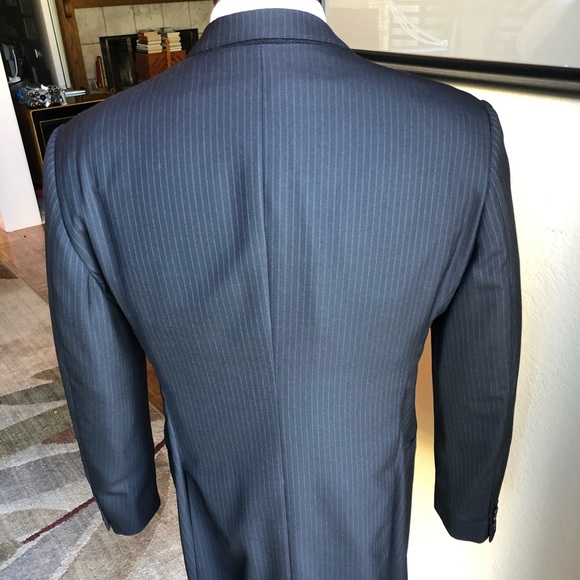 Armani Italian Wool Black Pinstripe Barney’s NYC - Picture 6 of 17